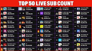 Top 50 YouTube Live Sub Count - MrBeast, T-Series, KIMPRO & More!