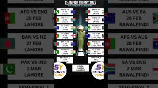 Champion Trophy 2025 Schedule | complete schedule of champion trophy 2025 | #championstrophy2025