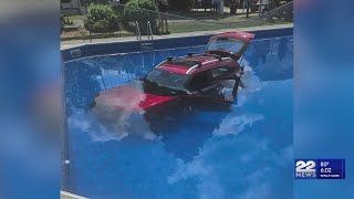 Car drives into pool at Sunsetview campground in Monson