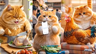 Orange Cat Cooking 🍴 #AiCat #CookingCat #OrangeCat #CuteCat #FunnyCat #AiCatTiktok