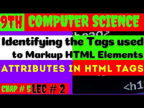 Identifying the Tags used to Markup HTML Elements | Attributes in HTML Tags | 9th computer chap 5