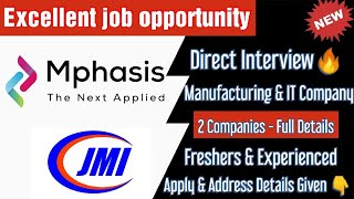 🔴Direct Job Interview - JM Frictech & Mphasis Drive | Degree & Diploma / Good Salary Details