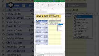 Sort Birthdays INSTANTLY: SORTBY Function #excelshorts #exceltip