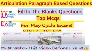 TCS Wings 1 Articulation Paragraph Based Questions & Fill in the blank questions #tcs #job #itjobs