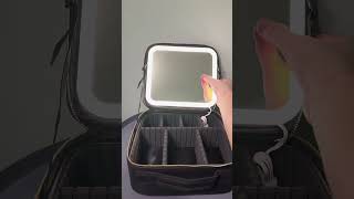 Perfect makeup case with led mirror & adjustable dividers! #ledmirror