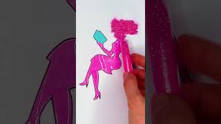 Barbie’s Reading Time! 📖💖 Sparkly Glitter Art for Kids #easydrawing #toddlers #shorts