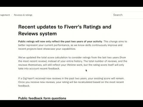 Recent updates to Fiverr's Ratings and Reviews system year 2024