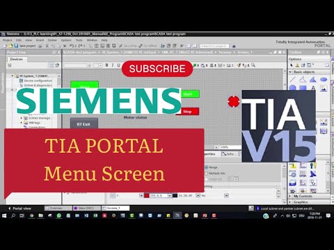 Tia portal Scada Menu screen for multiple windows and navigation.
