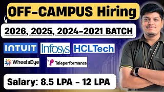 🔥Intuit Referral, Infosys, HCLTech New Hiring | BE/BTECH/BCA/MCA/MTECH/Non Tech | 2021-2026 BATCH
