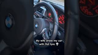 My wife drove the car with a flat tyre 💀#husbandwifecomedy #couple #couplegoals #viralvideo