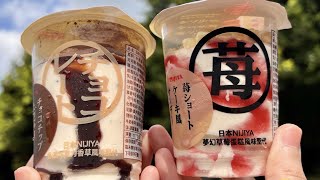 【超商新品】711 X NIJIYA 香濃巧克力香草&夢幻草莓蛋糕 風味聖代