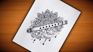Flute Mandala Drawing / How to Draw Mandala art for beginners step by step / Flute Mandala art easy