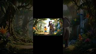 Baby dancing with elephant in jungle Too cute! #babyshorts #viralshorts #junglefun