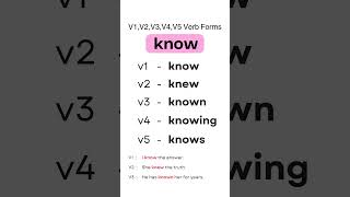 Know Verb Forms: V1, V2, V3, V4, V5 with Examples! English V1 V2 V3 V4 V5 List #verbs #grammar