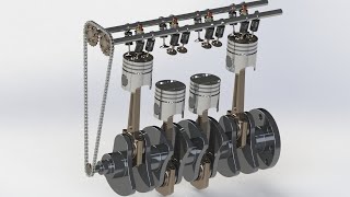 i4 diesel engine sprocket & chain drive / pully & belt drive assembly tutorial by Solidworks | 12/12