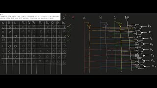 Logic diagram of a 3-to-8-line decoder using NOR, NOT gates, & enable input | Intro. to Logic Design