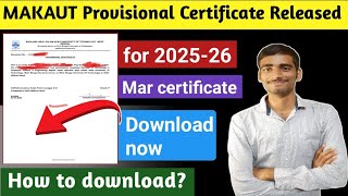Makaut provisional certificate released| Mar certificate #makaut_exam