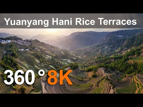 Yuanyang Hani Rice Terraces, China. Aerial 360 video in 8K