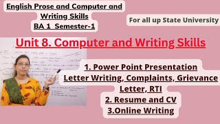 Computer and Writing Skills /Unit -8/ English Prose and Writing Skills/ BA Part 1 Semester 1