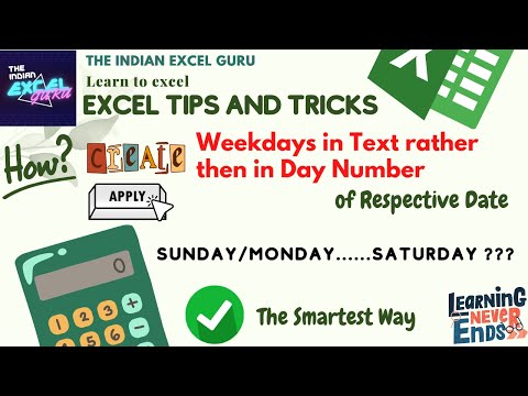 Excel Formula to populate weekday in Text | Microsoft Excel | Learn Excel | Sunday