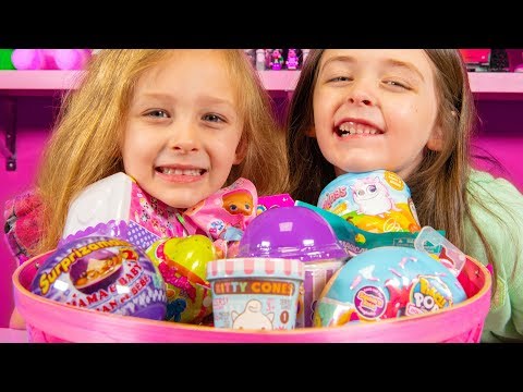 Toy Surprise Eggs & Blind Bags Easter Basket Filled with Toys for Girls Family Fun Kinder Playtime