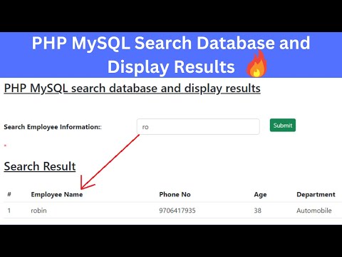 PHP MySQL Search Database and Display Results