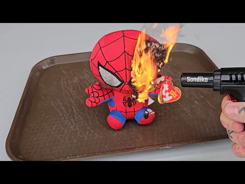 I Slowly Burned a Spiderman Beanie Baby...Here's What Happened!