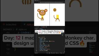 Day: 12 I made a Naughty Monkey character design Using HTML CSS 🔥