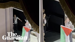 Palestinian flag held up on stage at Royal Opera House