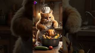 “Chef Cat Cooks a Feast! 🍗🐱 | #ChefCat #AICreative #CuteCats #CatCooking #WholesomeShorts