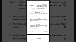 BCA 2023 Software project management question paper#punjabuniversityexam2023 #exam #study #bcadegree