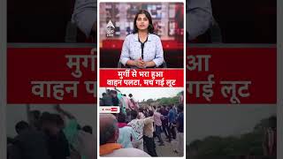 मुर्गी से भरा हुआ वाहन पलटा, मच गई लूट