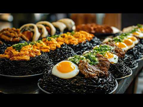 Korea's Famous and Amazing Street Food Collection/ Jjajangmyeon, Fried Chicken, Kimbap