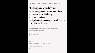 Tinospora cordifolia consumption ameliorates changes in kidney chondroitin sulphate/d... | RTCL.TV