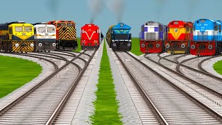 8️⃣ Freight & Passenger Trains Crossing on Branched Railroad Tracks | Diesel Locomotive | train game