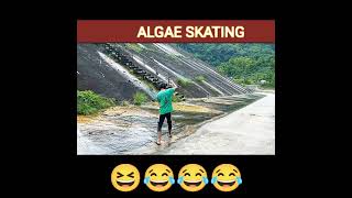SKATING ON ALGAE | ice skating fails funny | Water Skating #shorts #funnyvideo  #funnyfall #comedy
