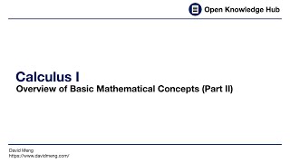 Overview of Basic Mathematical Concepts (Part II)
