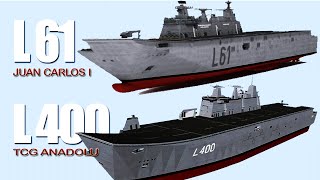 Aircraft carrier! Turkey's TCG ANADOLU  VS  Spanish JUAN CARLOS I //  which one is superior?