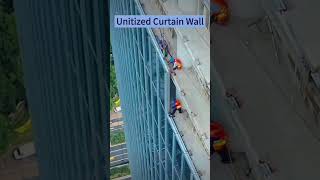 Unitized Curtain Wall Installation of Office Building | Construction of Curtain Wall #shorts
