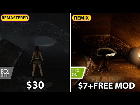 Tomb Raider 1 Remastered vs RTX Remix Graphics Comparison