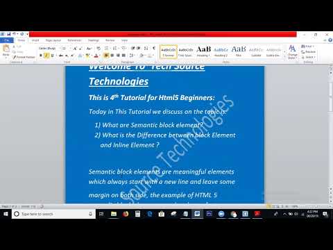 Semantic Elements In Html | Difference between block Elements & Inline Elements
