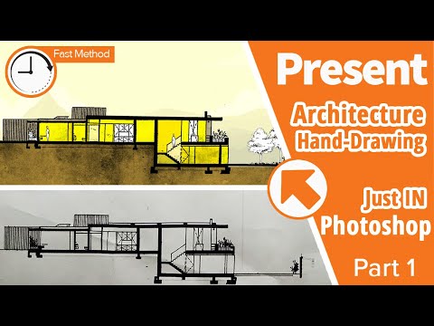 Present Architecture Drawings IN Photoshop +(Fast Method + No 3d Modeling) Part1