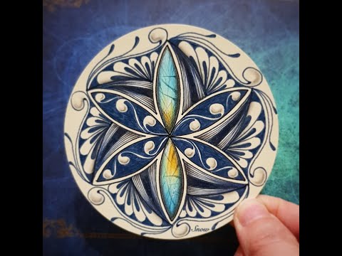 #Zentangle #Zengem/寶石裡的忘憂森林-拉長石/How to draw Labradorite