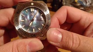 SAN MARTIN 500 METER HEAVY DUTY DIVER MOP DIAL HELIUM VALVE ST2130 AUTOMATIC WATCH UNBOXING