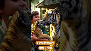 Cute Tiger baby and boy are playing #viralai #AIRshort #bestAISHort #bestI #ViralTiger #TigerShorts
