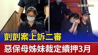 剴剴案上訴二審 惡保母姊妹裁定續押3月