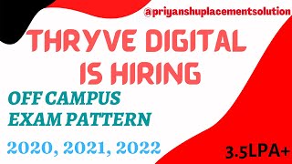 Thryve Digital is hiring 2022-2020 | Thryve Digital Exam Pattern | Thryve Digital Off campus Drive