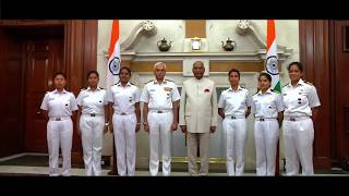 President Kovind meets all woman crew of INSV Tarini