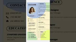 Professional CV Design | resume  #shortsfeed #shortsyoutube #shortvideo #shortsviral #youtubeshorts