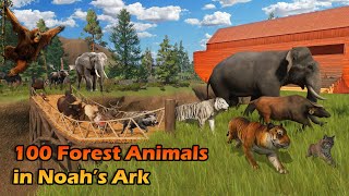 100 Forest Animals Race in Noah's Ark Planet Zoo included Elephant, Lion, Hippo, Deer, Rhino & Bear